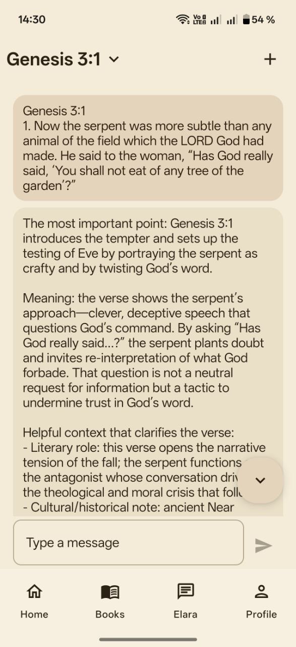 Elara explains a verse in chat